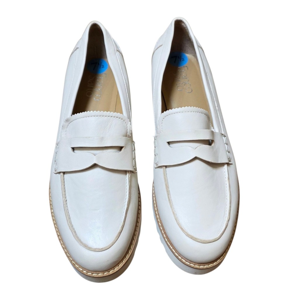 Franco Sarto Cream Leather Lug Sole Loafers Comfortable Womens Size 7.5 - Picture 2 of 8